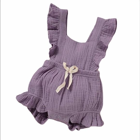 Baby Girl Ruffled Sleeveless Romper backless - Picture 1 of 8